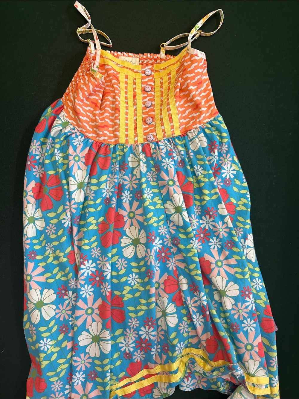 Matilda Jane Orange and Blue Floral Tie-Strap Dress